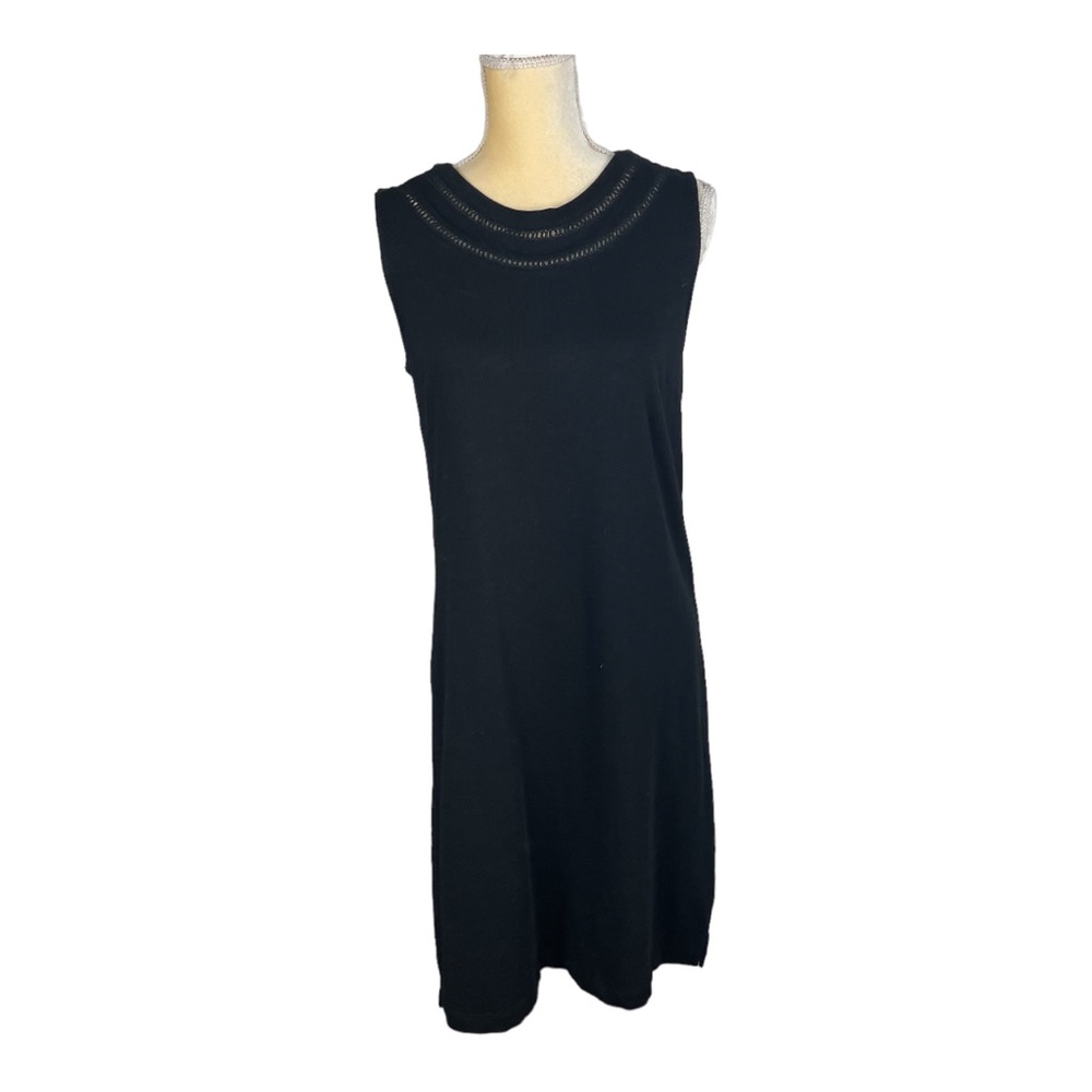 Talbots Sleeveless Black Knit Sheath Dress Round‎ Neck Size XS